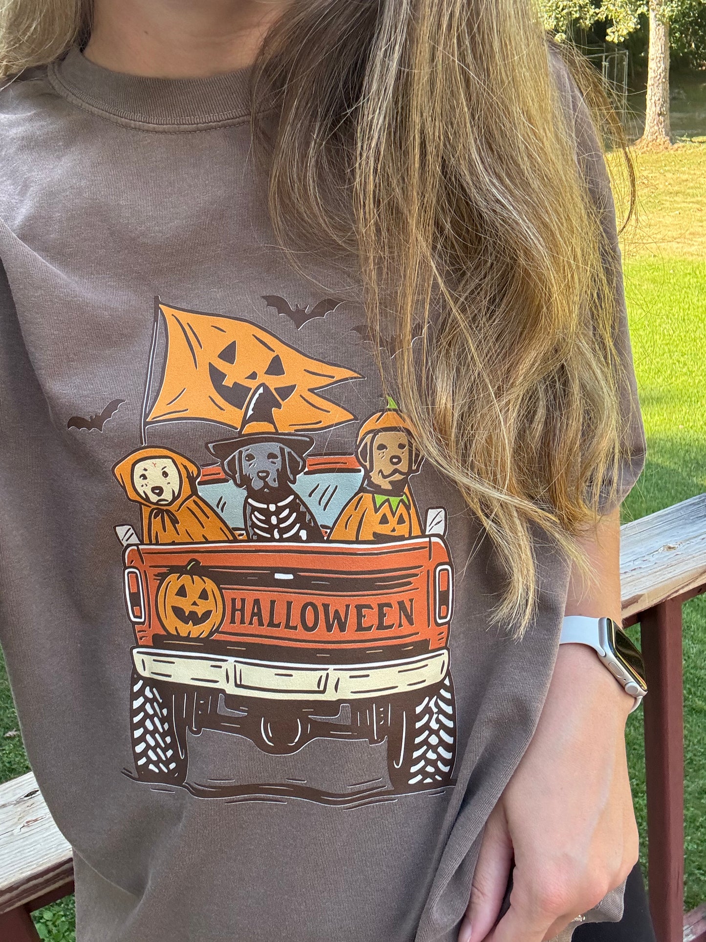 Halloween Truck Pups Graphic Tee