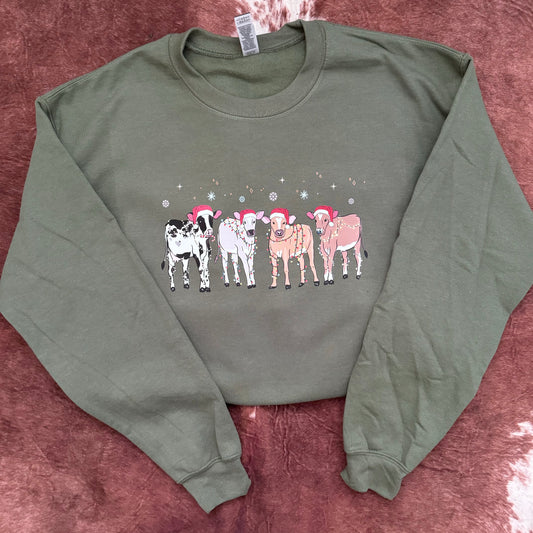 Christmas Cows Graphic Pullover