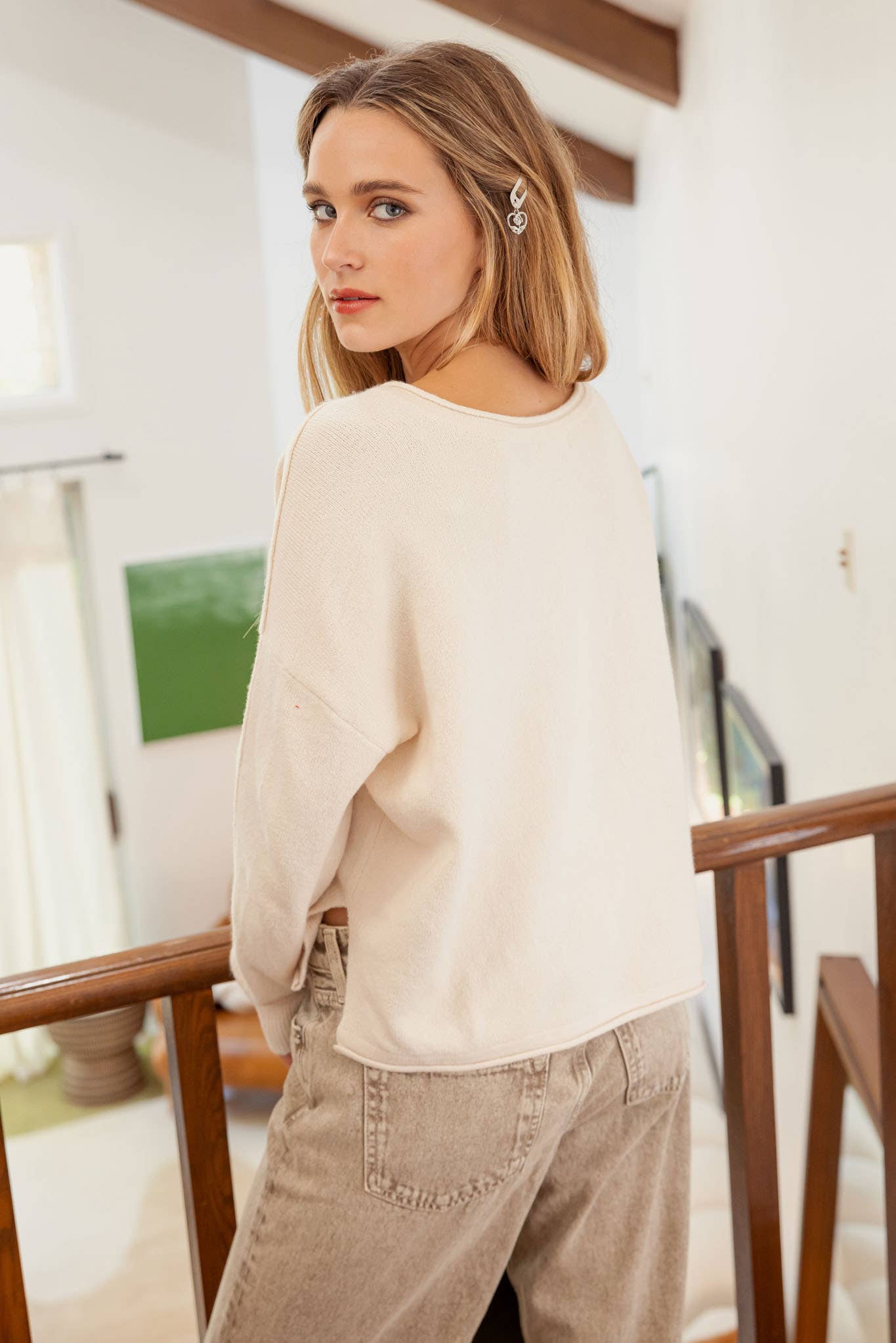 Heather Sweater Top - Oatmeal