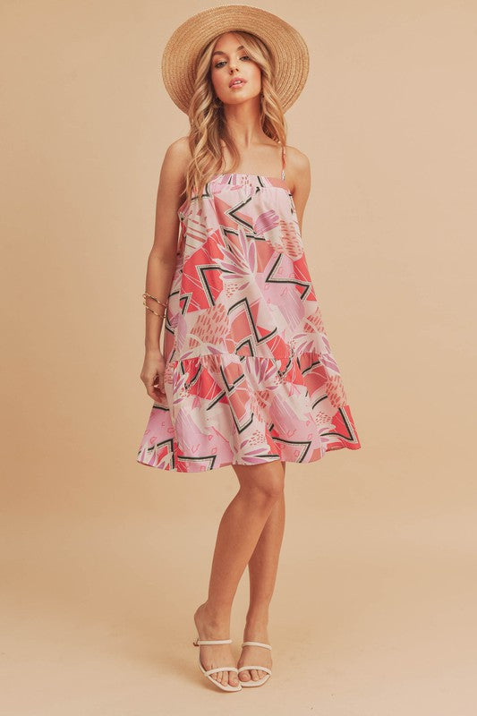 Geometric Summer Pink Dress