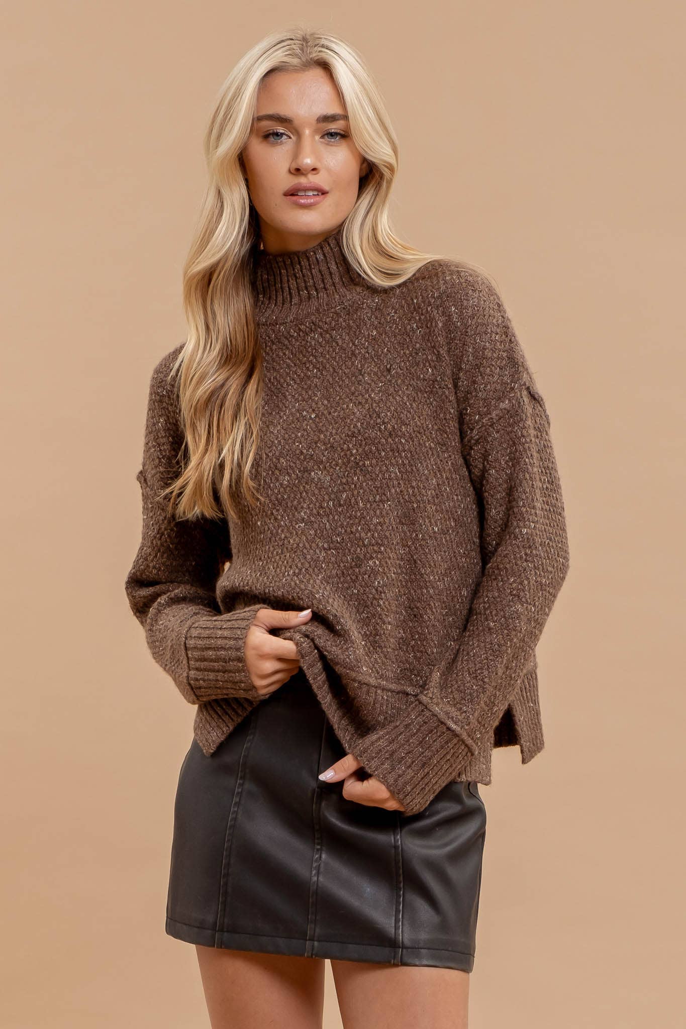 Chocolate Turtleneck Sweater