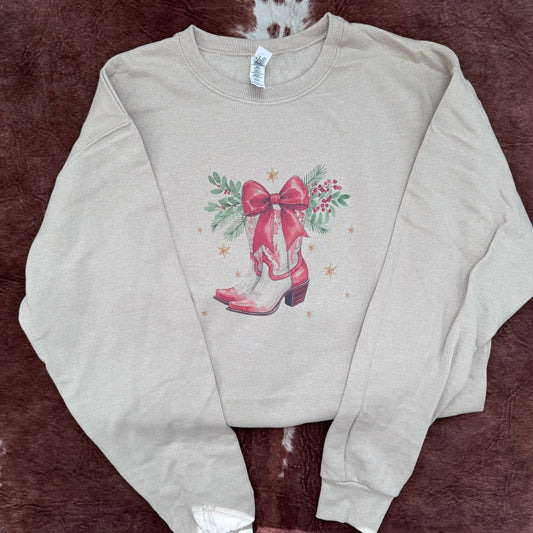 Cowboy Boot Christmas Graphic Pullover