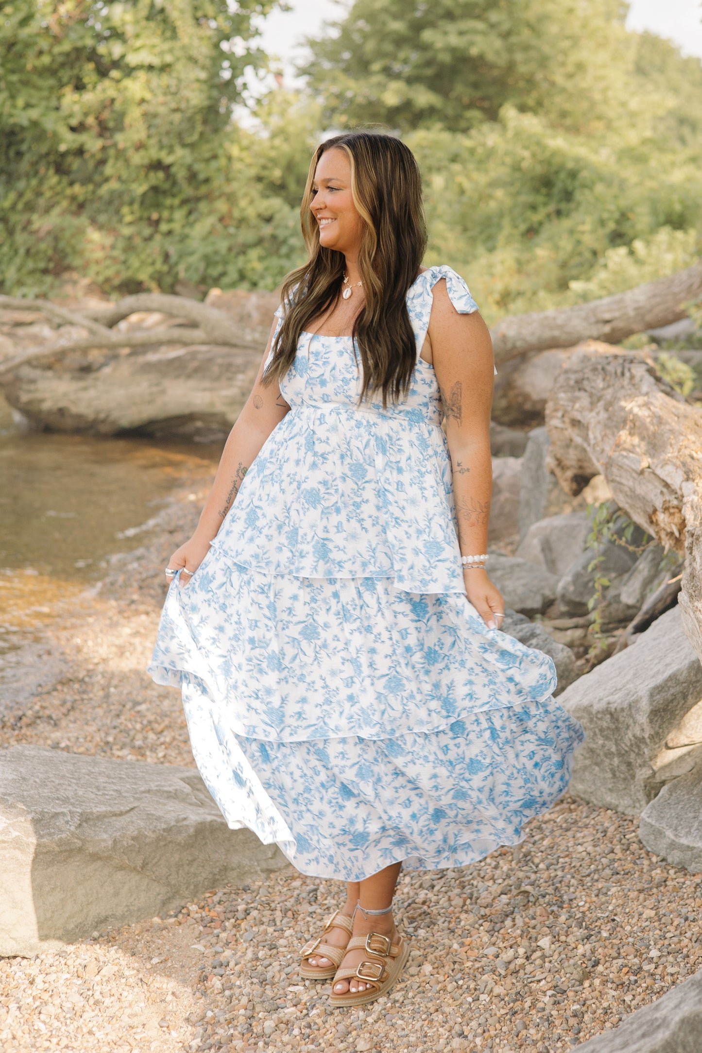 Birdie Blue Ruffle Midi Dress