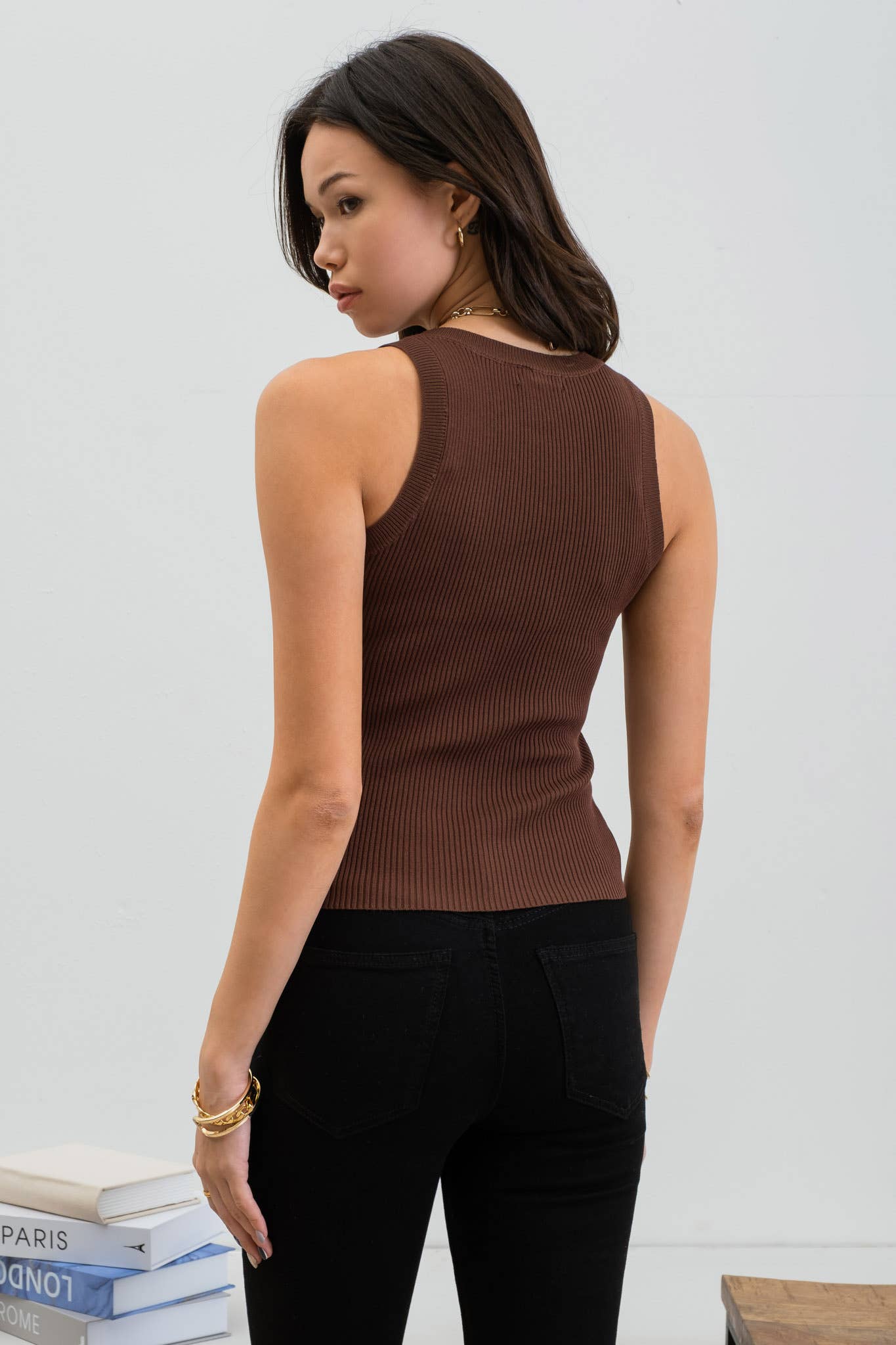 Mocha Sweater Knit Tank Top