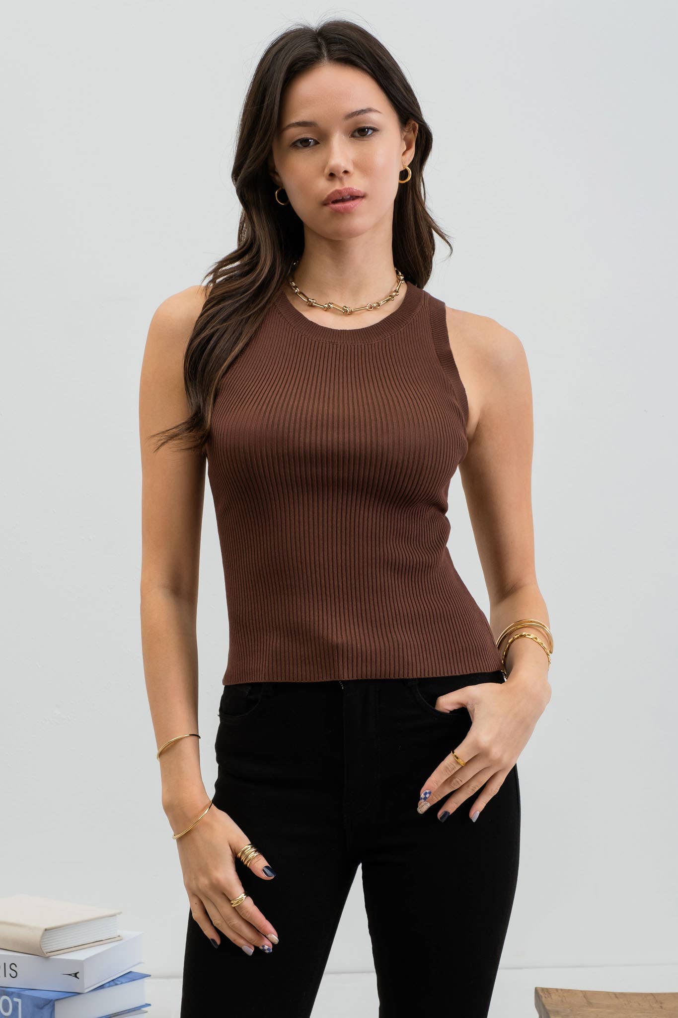 Mocha Sweater Knit Tank Top