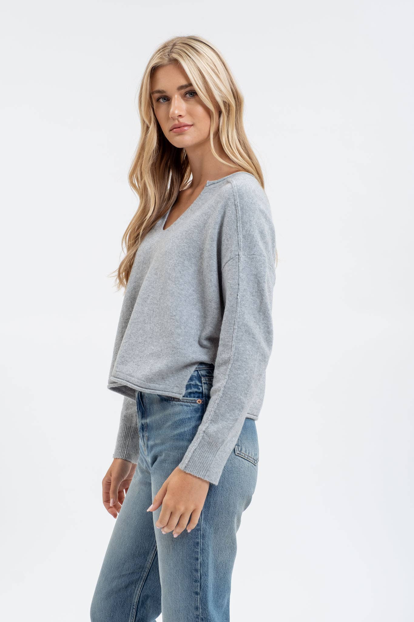 Heather Sweater Top - Gray