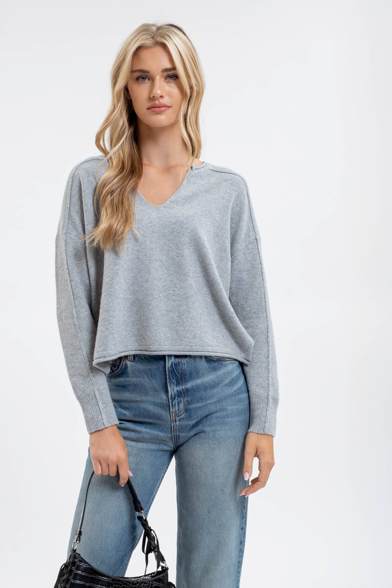 Heather Sweater Top - Gray