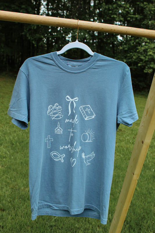 Made to Worship Blue Graphic Tee