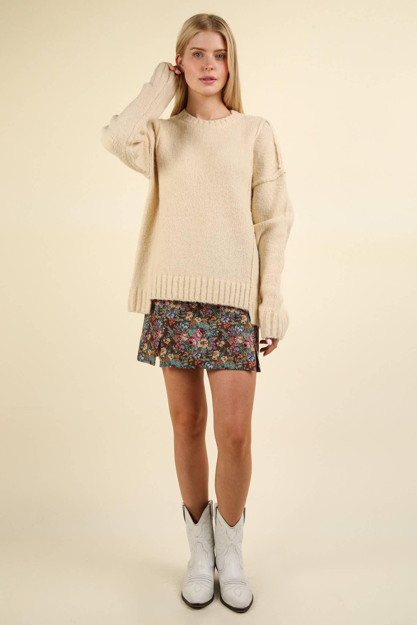 Ollie Oversized Sweater - Cream