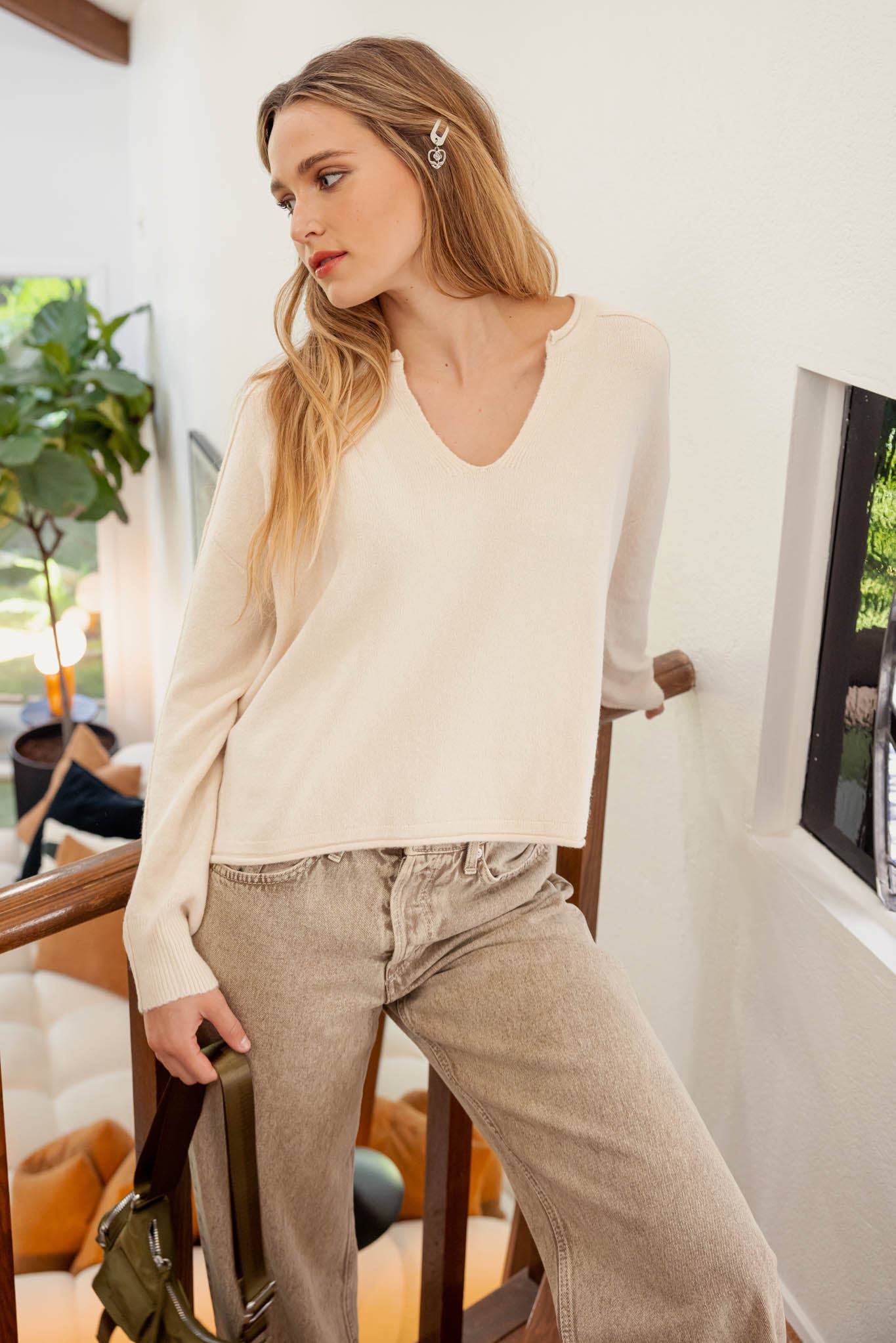 Heather Sweater Top - Oatmeal