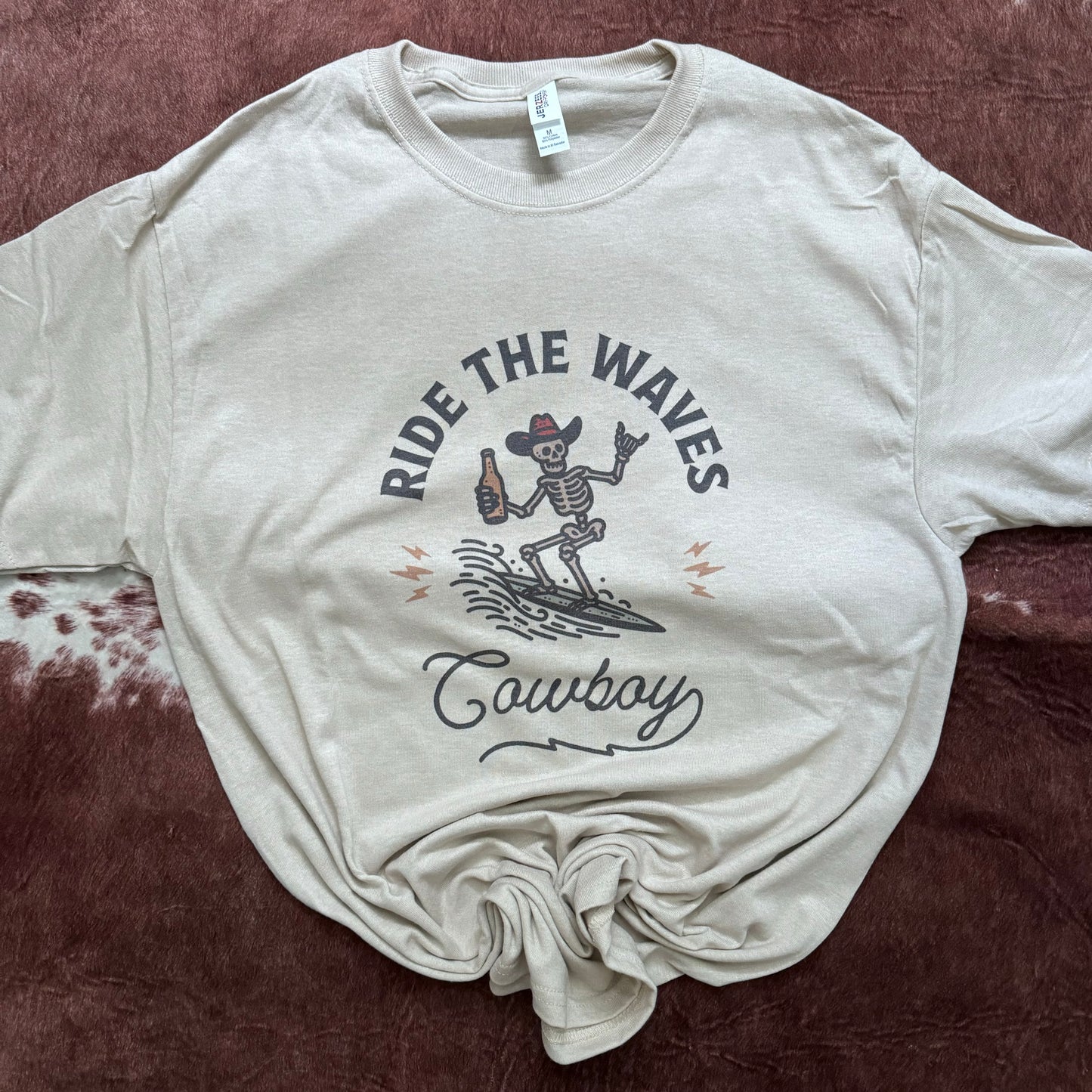 Ride the Waves Cowboy Western Coastal Graphic Tee