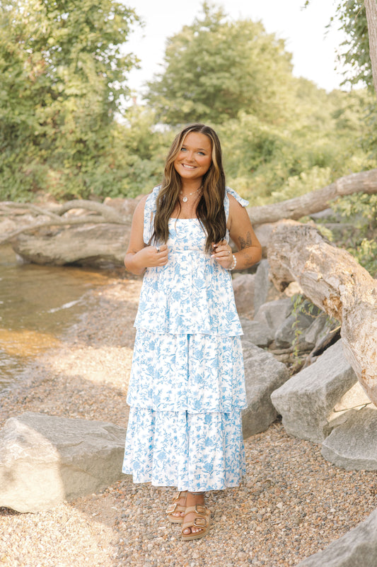 Birdie Blue Ruffle Midi Dress