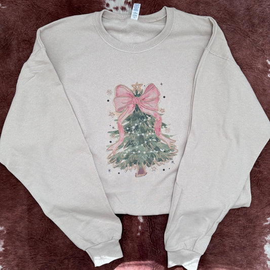 Pink Coquette Christmas Tree Graphic Pullover