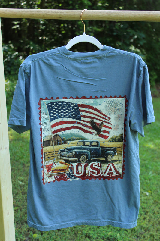 USA Stamp Pocket Tee