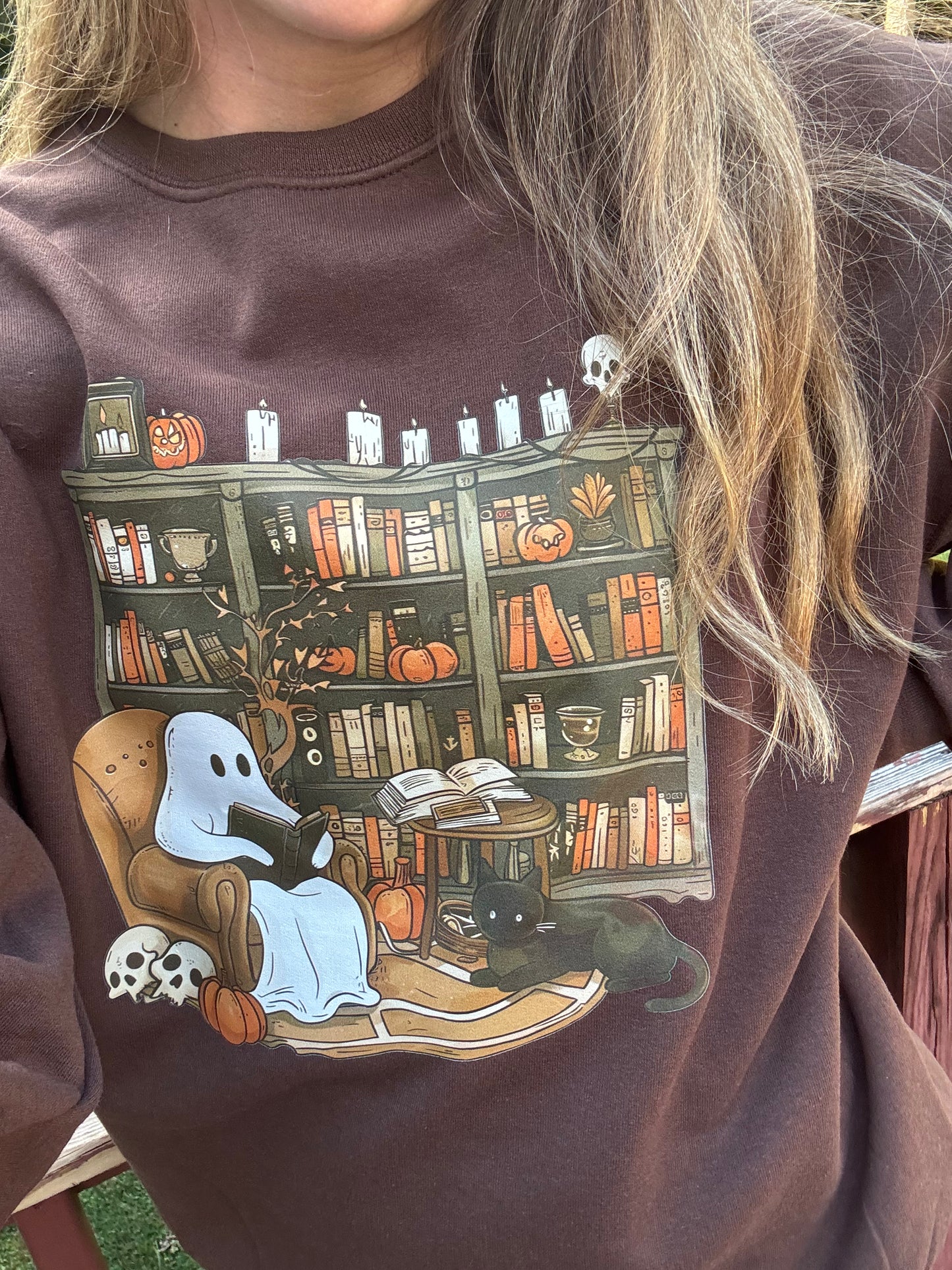 Halloween Ghost Library Graphic Pullover
