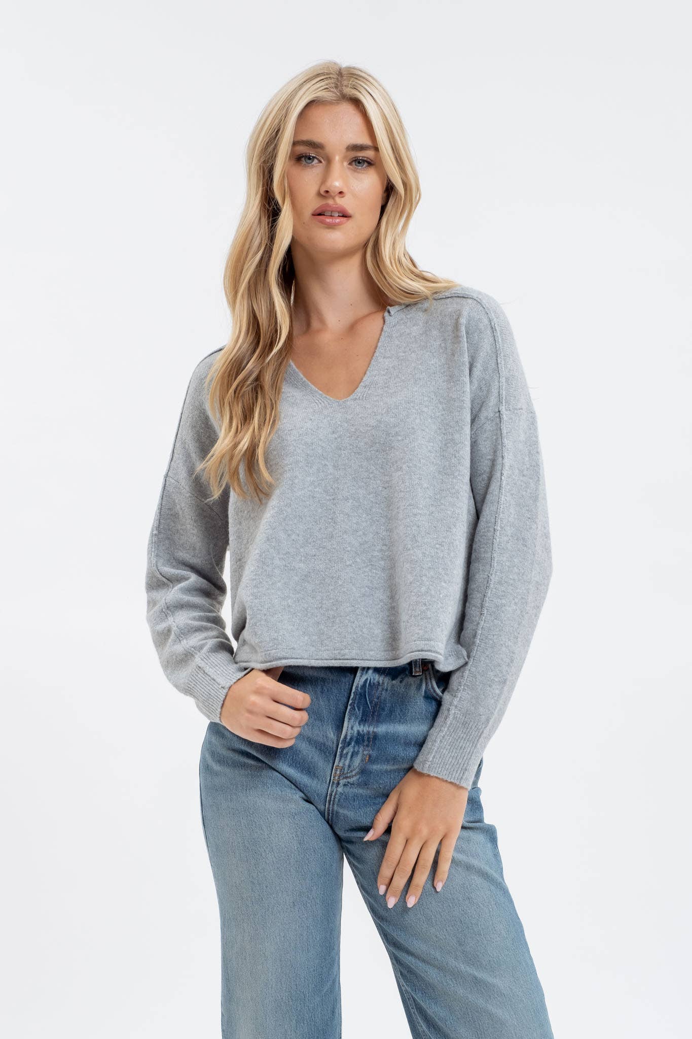 Heather Sweater Top - Gray