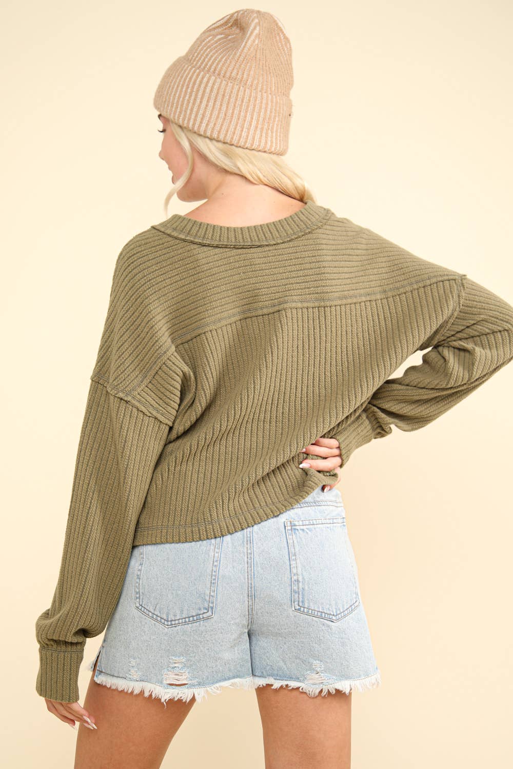 Olive Knit Sweater Top