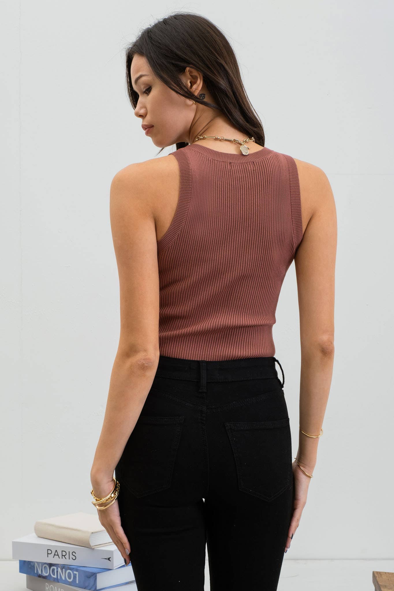 Mocha Sweater Knit Tank Top