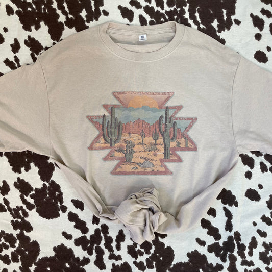 Aztec Desert Scene Western Graphic Tee